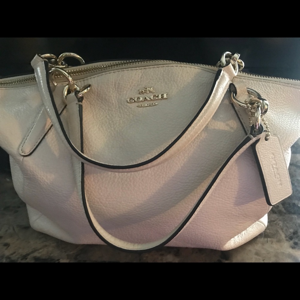 Off White leather Coach purse w/ strap